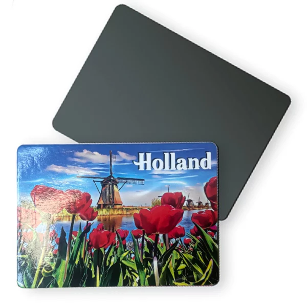 Magneet Holland molen met tulpen