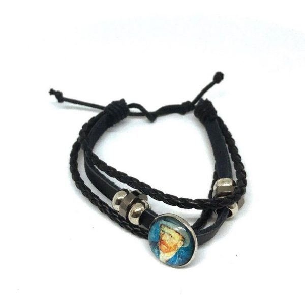 Gevlochten leren armband Van Gogh