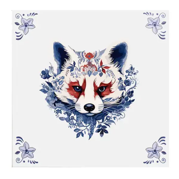 Delfts blauw tegeltje vos design