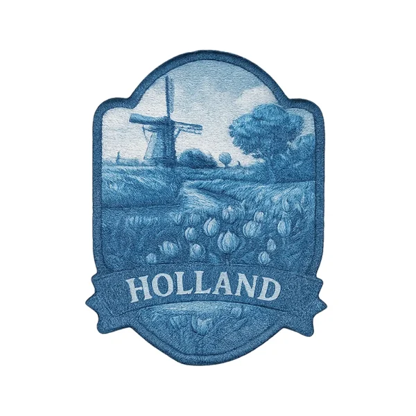 Geborduurde patch Holland delftsblauw