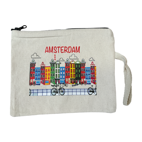 Make-up tasje - Amsterdam kleurrijke grachtenpanden