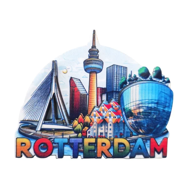 MDF magneet Rotterdam Erasmusbrug gekleurd