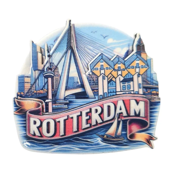MDF magneet Rotterdam Erasmusbrug rood