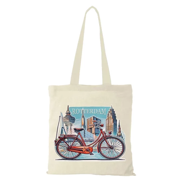 Canvas tas - Fiets en Erasmusbrug Rotterdam