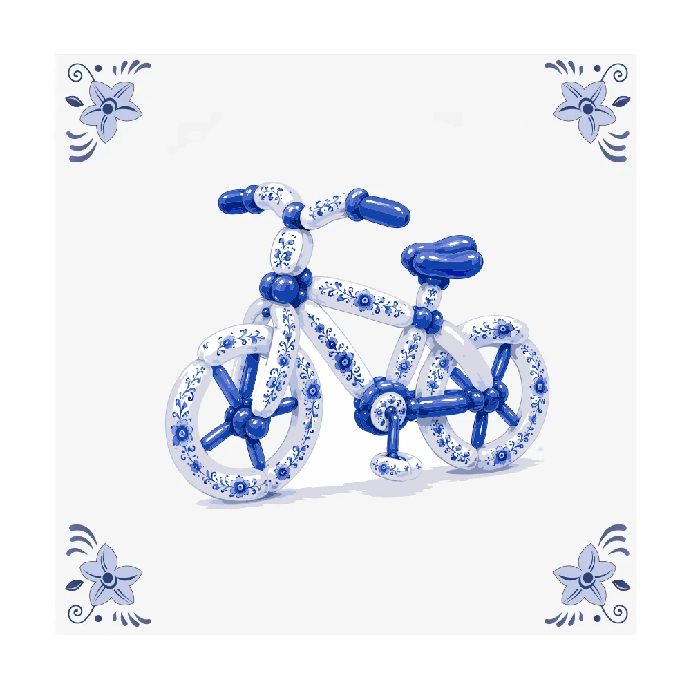 Delfts blauwe tegel Fiets van ballonnen