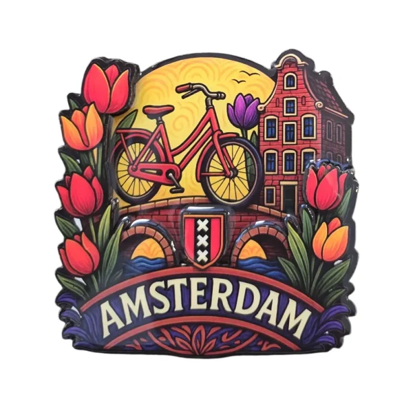 Magneet Amsterdam fiets 3 kruizen