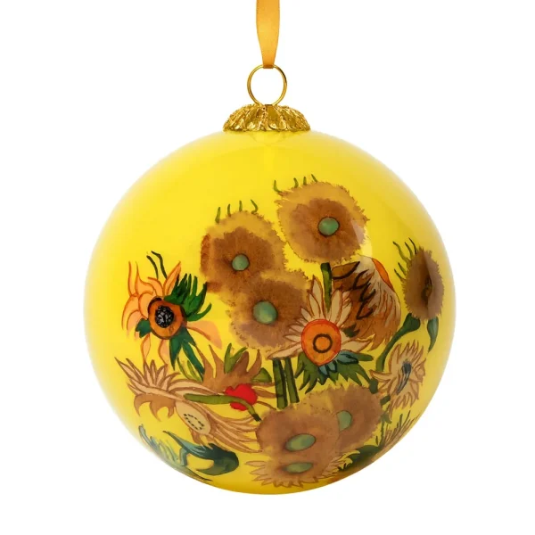 Kerstbal Van Gogh Zonnebloem in luxe doosje
