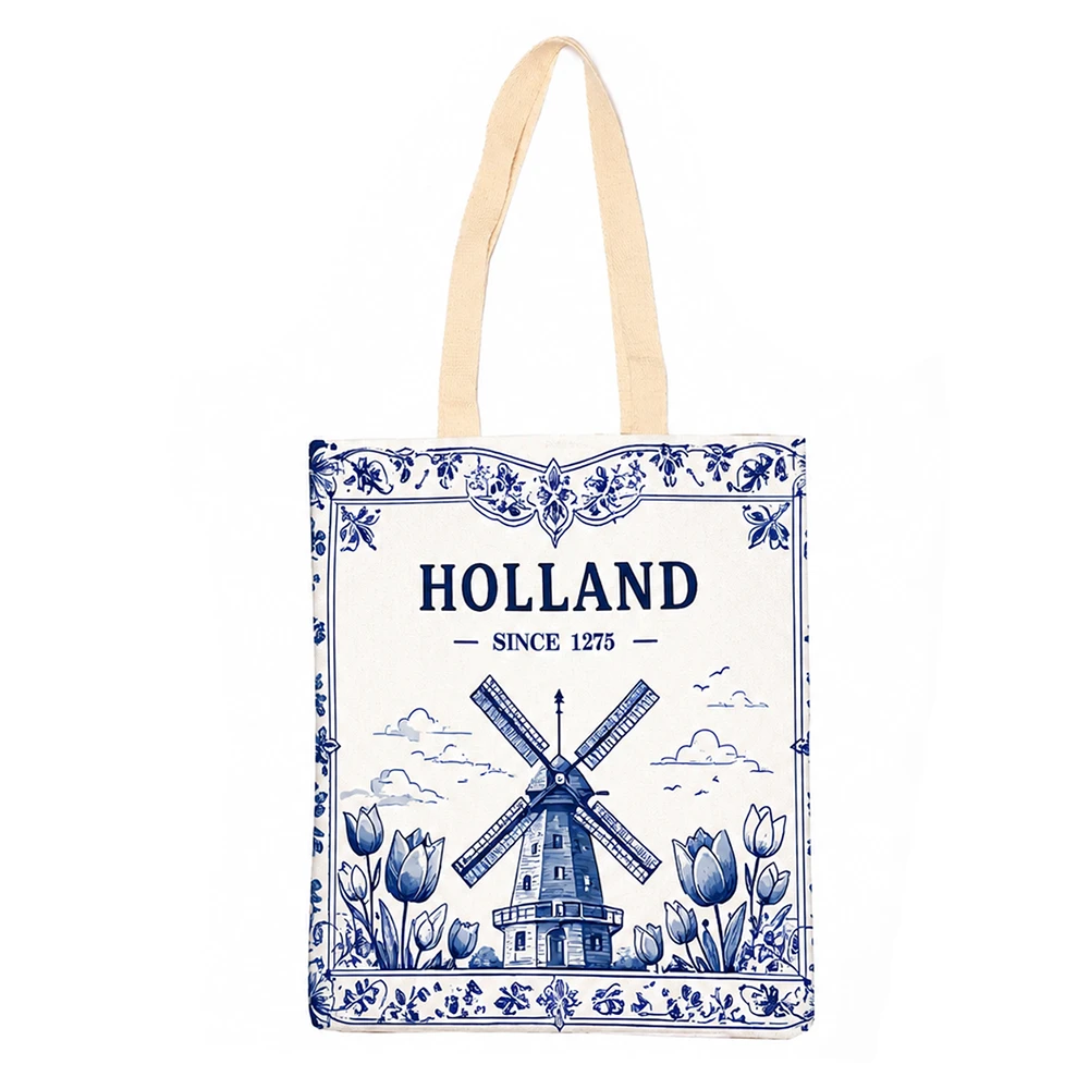 Canvas tas print Holland delfts blauw