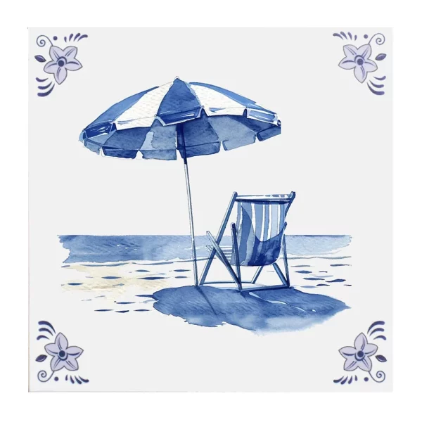 Delfts blauw tegeltje Strand